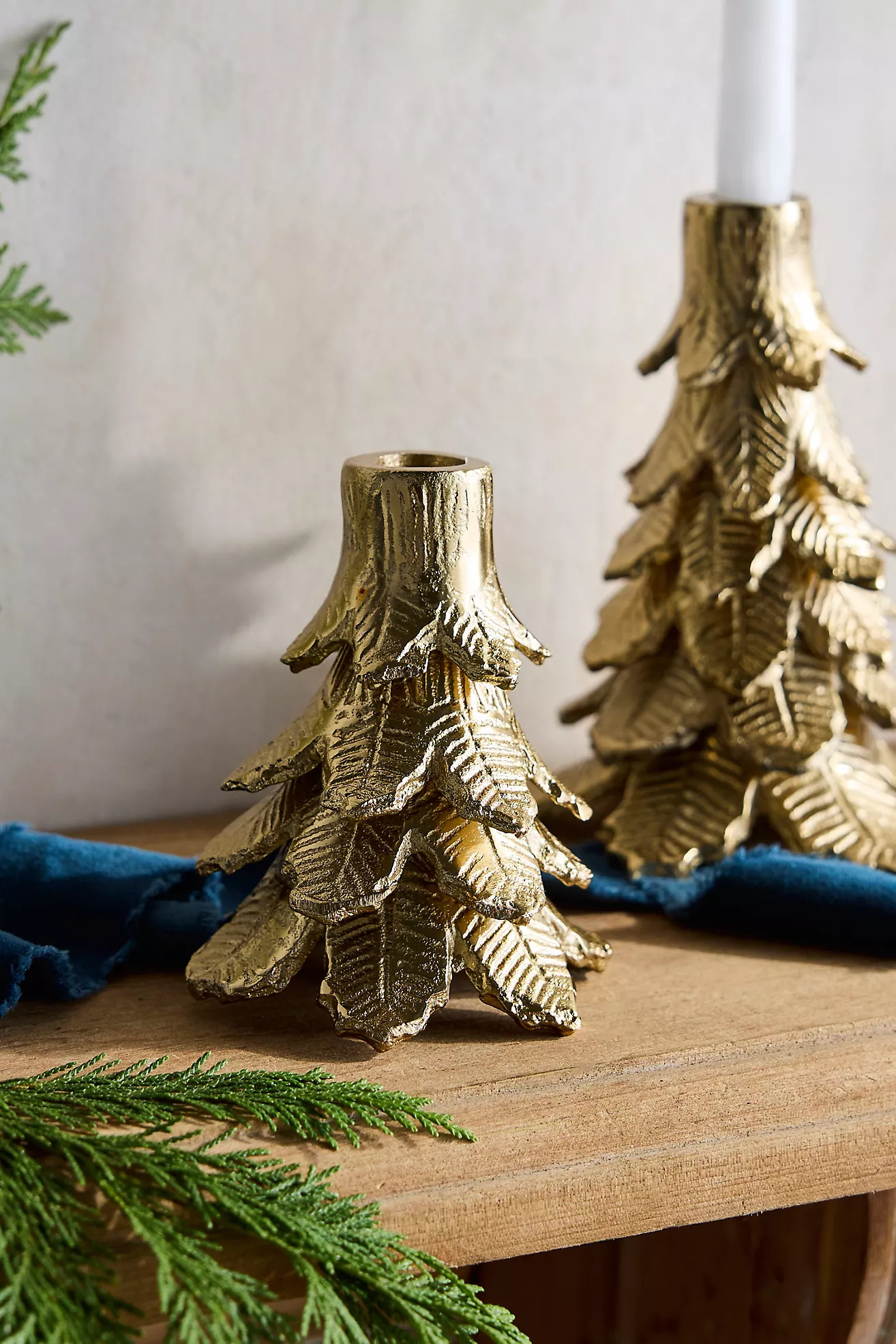 Gold Evergreen Taper Holder | Anthropologie (US)