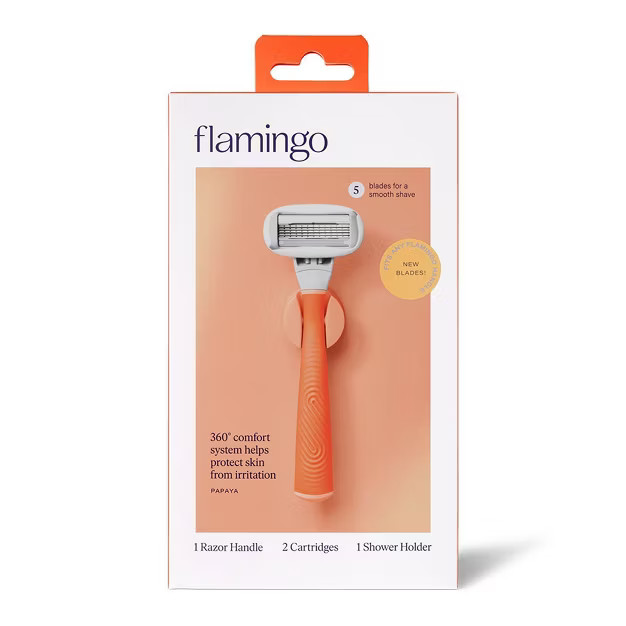 Flamingo 5-Blade Women's Razor - 1 Razor Handle + 2 Razor Blade Refills - Papaya | Target