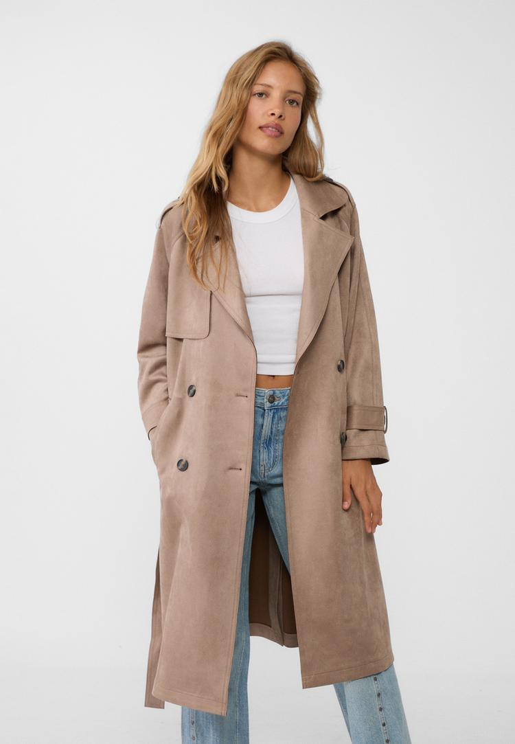  suedette trench coat  | Stradivarius (UK)