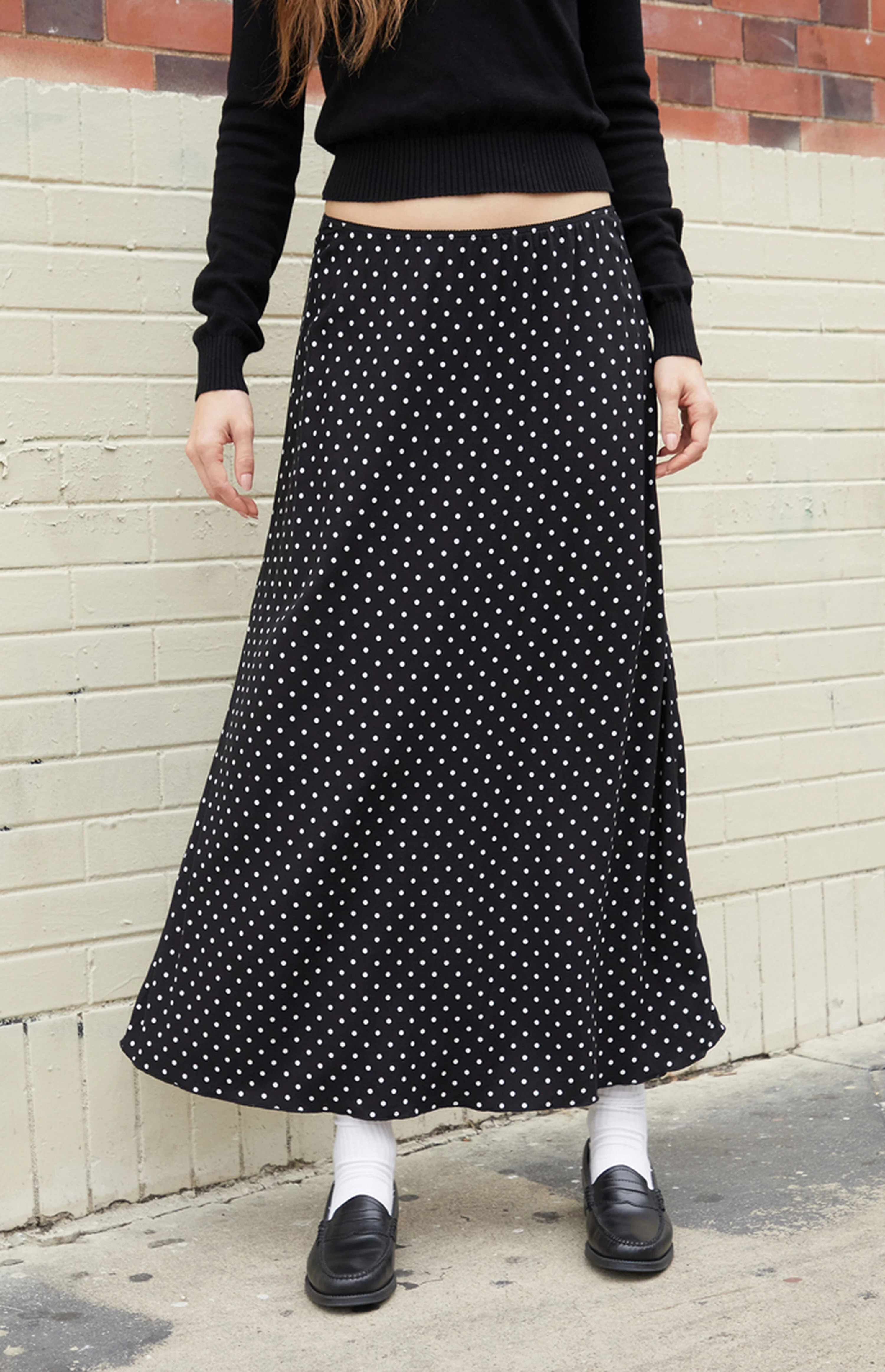 John Galt Polka Dot Midi Skirt | PacSun