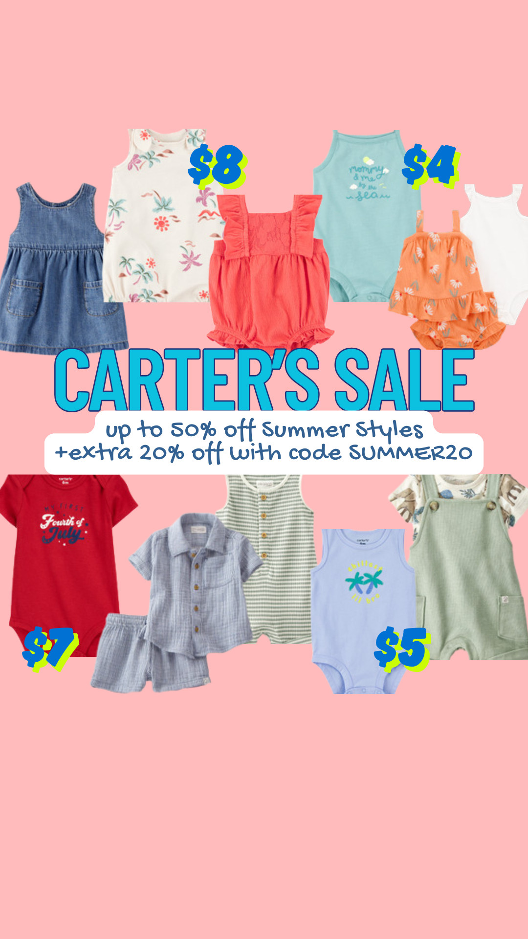 Hurry over to shop Carter's Summer Sale! Up to 50% off Summer Styles (and an extra 20% off with code SUMMER20)! Now's the perfect time to stock up on all of the baby, toddler, and kids' clothes for your little boys and girls during this hot summer!  

 #LTKSeasonal #LTKBaby #LTKKids