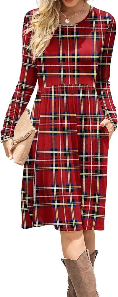 Casual Green Red Plaid Dress Plaid Christmas Dress Christmas Cocktail Dress Christmas Amazon | Amazon (US)