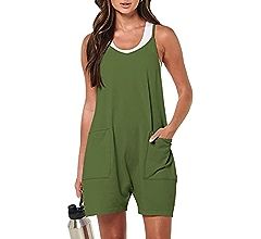 ANRABESS Women's Summer Casual Sleeveless Rompers Loose Spaghetti Strap Shorts Jumpsuit with Pock... | Amazon (US)