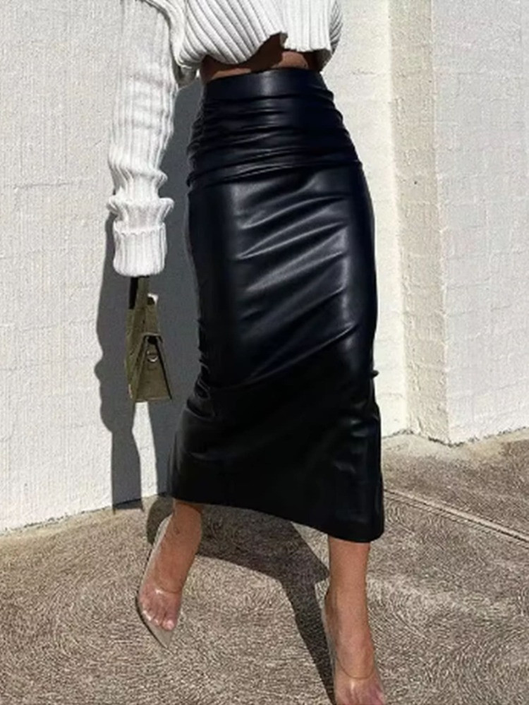 Leather midi skirt | SHEIN