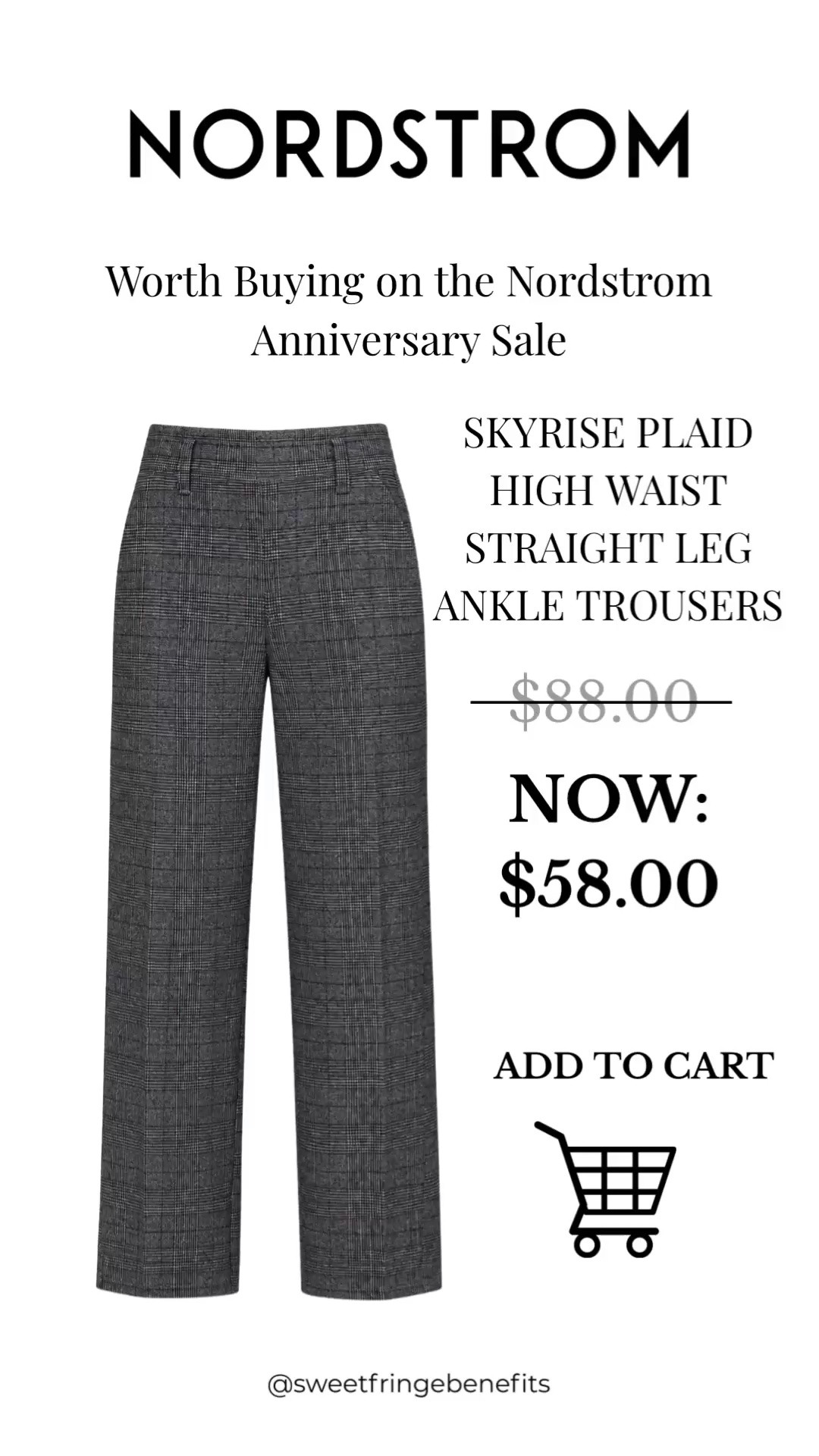 These plaid ankle trousers are a great Nordstrom Anniversary Sale find. The high waist and straight leg make them polished and easy to dress up or down—and they’re just $58, marked down from $88!

💡 LTK MADE EASY
❤️ Heart = Support my posts!
🔖 Save = Get sale & restock alerts
📋 Lists = Keep favorites organized
📲 Share = Send lists and products to a friend. Hello, Christmas List!
💬 Comment = Ask me anything about what I'm wearing.:-)

#LTKWorkwear #LTKOver40 #LTKSaleAlert