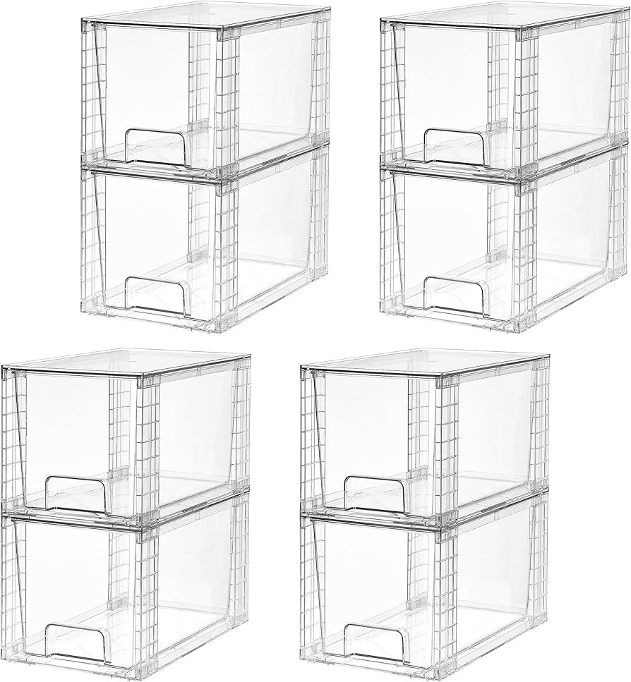 Vtopmart 8 Pack Large Stackable Storage Drawers,Clear Acrylic Drawer Organizers with Handles, Eas... | Amazon (US)