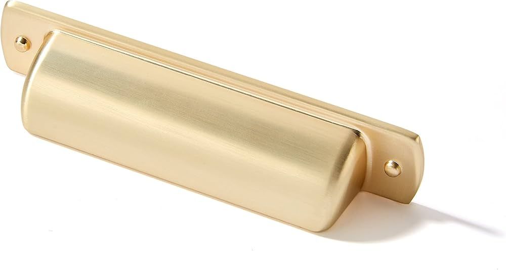 khtumeware 10 Pack 3" Drawer Pulls Brushed Brass Cabinet Cup Pulls Kitchen Hardware Cabinet Handl... | Amazon (US)