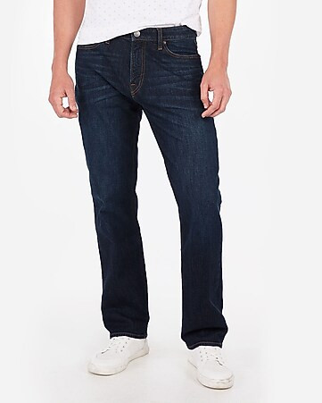 slim dark wash stretch jeans | Express