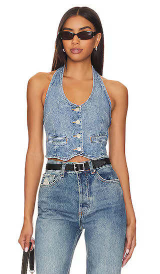Halter Vest in Organic Mid Blue | Revolve Clothing (Global)
