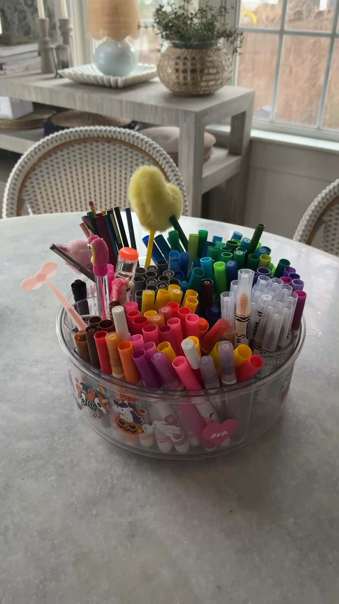 I like to use this acrylic spinning organizer for all of my kids’ markers, pencils and crayons! I adult organize by color so everything is accessible. I keep it out on our kitchen table so they can be creative whenever the want! 

#LTKdayinmylife #LTKKids #LTKHome