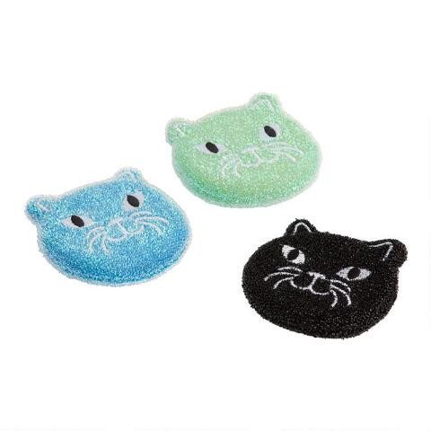 Kikkerland Kitty Scrub Sponges 3 Pack | World Market