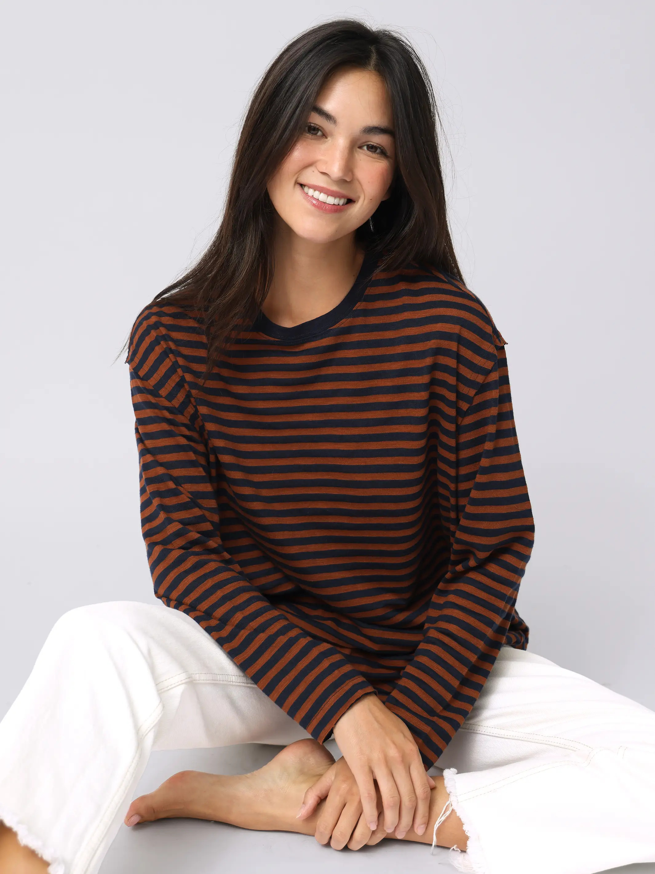 Striped Long Sleeve Take It In Cotton Tee | Natural Life