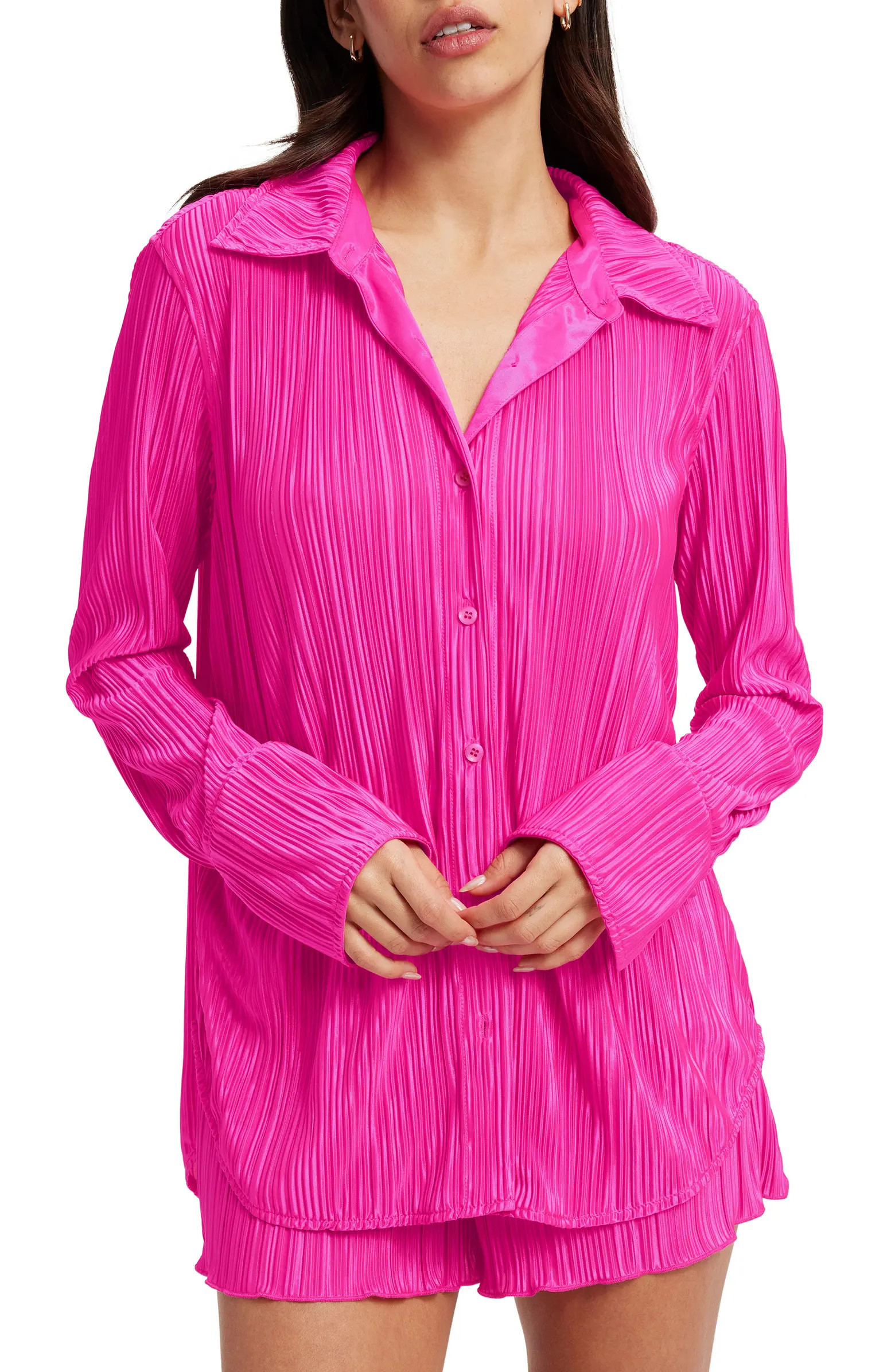 Plissé Button-Up Shirt | Nordstrom