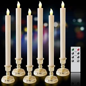 DRomance Ivory Flameless LED Window Taper Candles Battery Operated with Remote and Timer Dimmable... | Amazon (US)