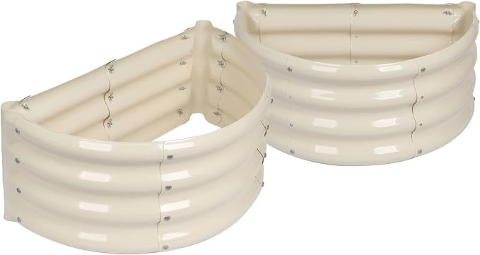 Harbour Housewares Raised Garden Bed - Ivory - 60 x 30cm - Semi-Circle - Pack of 2 - Bottomless G... | Amazon (UK)