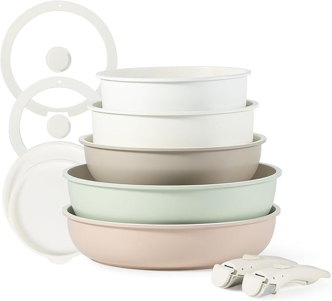 CAROTE 11pcs Pots and Pans Set, Nonstick Kitchen Cookware Sets with Detachable Handles, Induction... | Amazon (US)