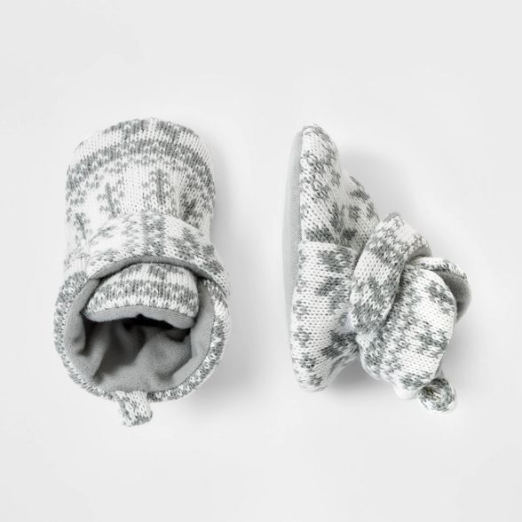 Baby Fair Isle Sweater Bootie Slippers - Cat & Jack™ Gray | Target