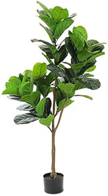 Realead 4.3ft Artificial Plant Fiddle Leaf Fig Tree Fake Tree in Pot Natural Faux Tree with 66 Le... | Amazon (US)