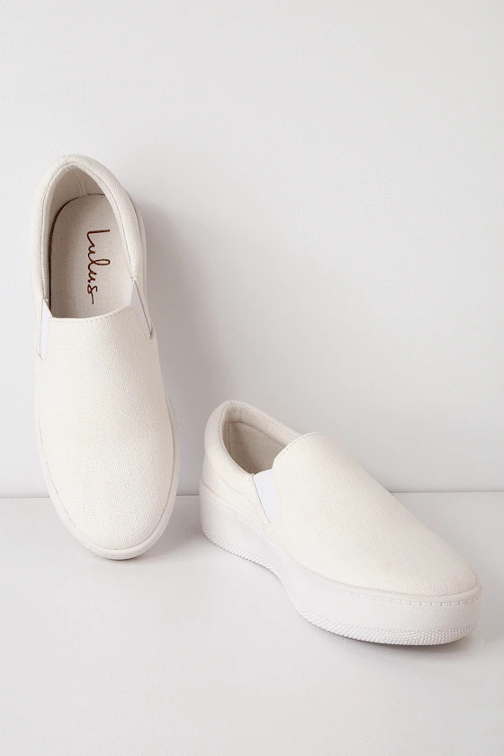 Dylann White Canvas Slip-On Flatform Sneakers | Lulus (US)