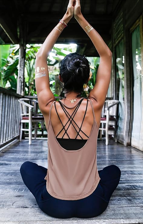 OYANUS Womens Summer Workout Tops Sexy Backless Yoga Shirts Open Back Activewear Running Sports G... | Amazon (US)