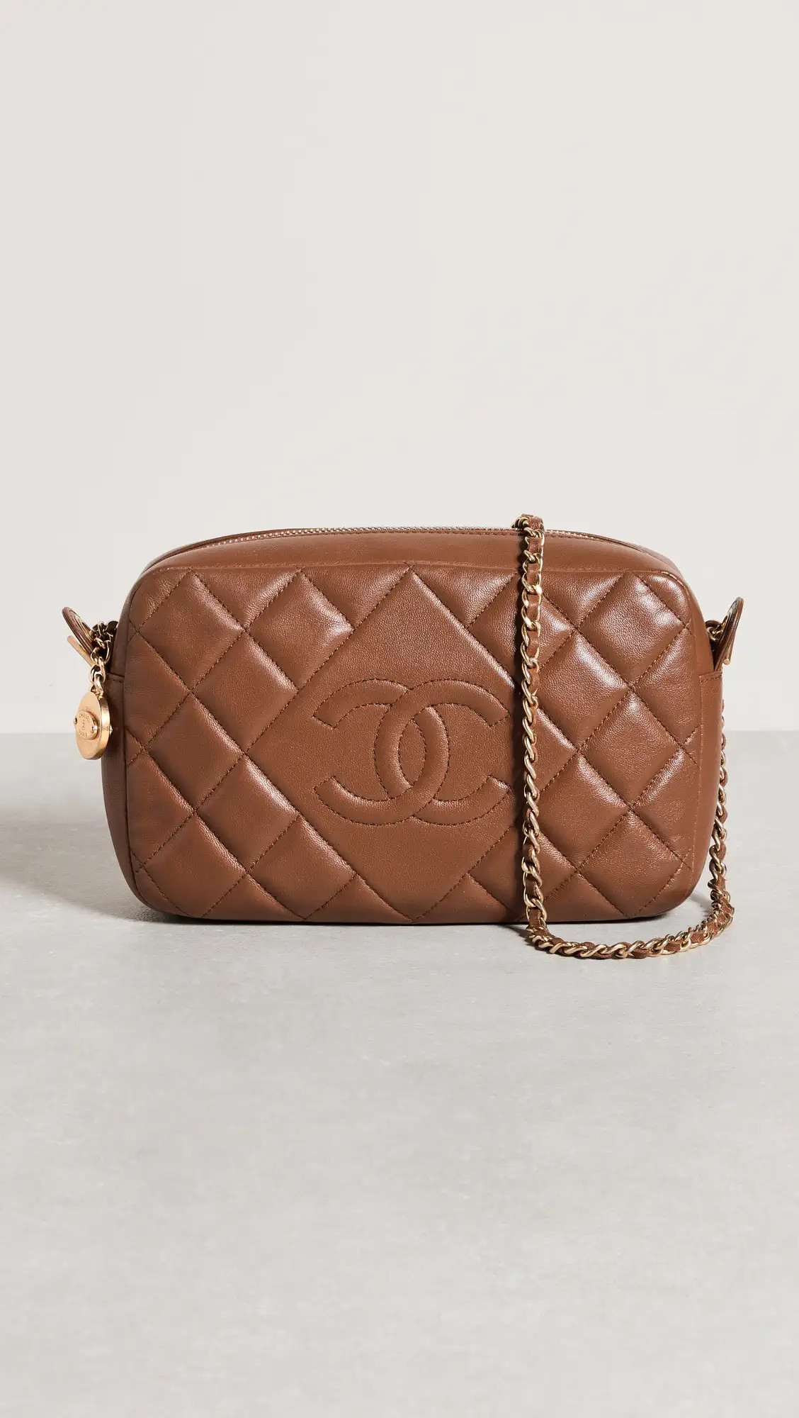 What Goes Around Comes Around Chanel Brown Lambskin Diamond Cc Camera Bag | Shopbop | Shopbop