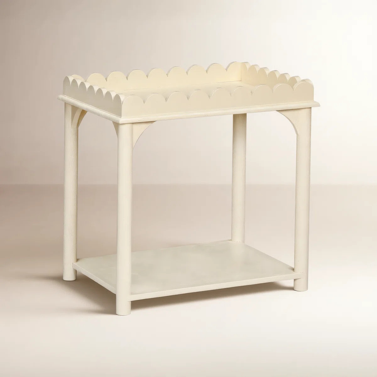 Madeline Scalloped Rectangle Side Table White | Wayfair North America