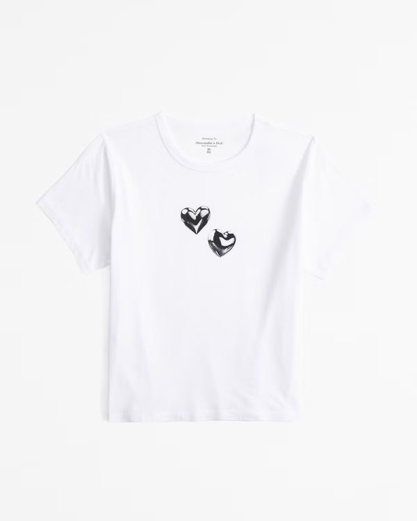 Women's Short-Sleeve Metallic Hearts Graphic Skimming Tee | Women's | Abercrombie.com | Abercrombie & Fitch (US)