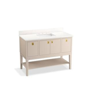 KOHLER Seagrove By Studio McGee 48 in. Bathroom Vanity Cabinet in Light Clay With Sink And Quartz... | The Home Depot