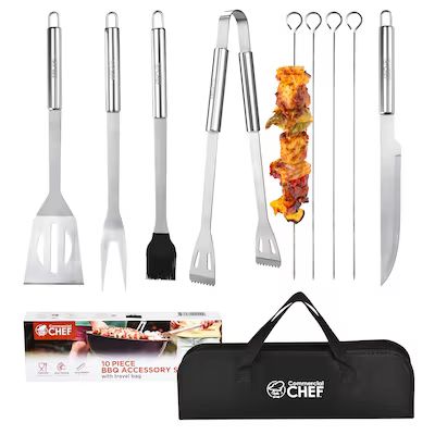 Commercial Chef Starter BBQ Accessory Kit 10-Pack Stainless Steel Tool Set | Lowe's