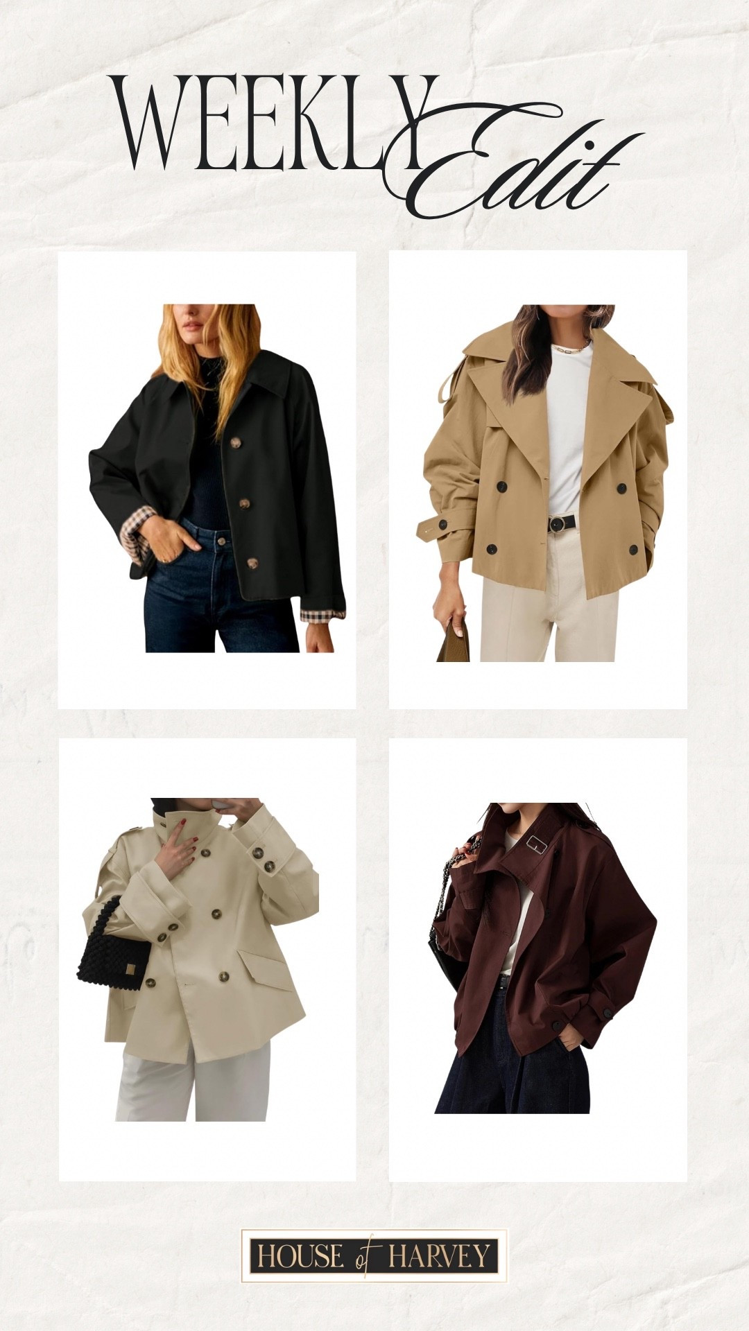 WEEKLY EDIT—This week focuses on styling oversized knits, trench coats, chunky scarves, and tailored blazers together. Everyday basics transform into styled looks when layered with intention. Perfect for that in-between season where warmth meets style. I found the best pieces on Amazon that all embody this style vibe! All of these cropped trench coats are all amazing and under $100. Linked ⬆️

#ltkcreator #ltkfinds #ltkwatchnow #amazon #amazonfinds #fall #fallfinds #fallfashion #falloutfits #trench #croppedtrench 

#LTKFindsUnder100 #LTKStyleTip #LTKootd