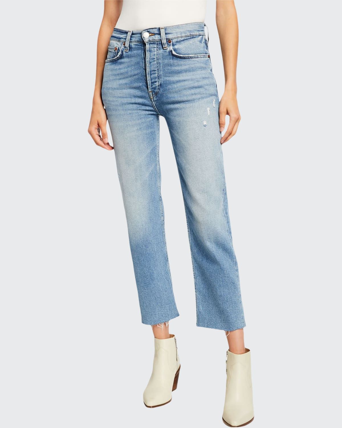 High-Rise Stovepipe Jeans with Raw-Edge Hem | Bergdorf Goodman