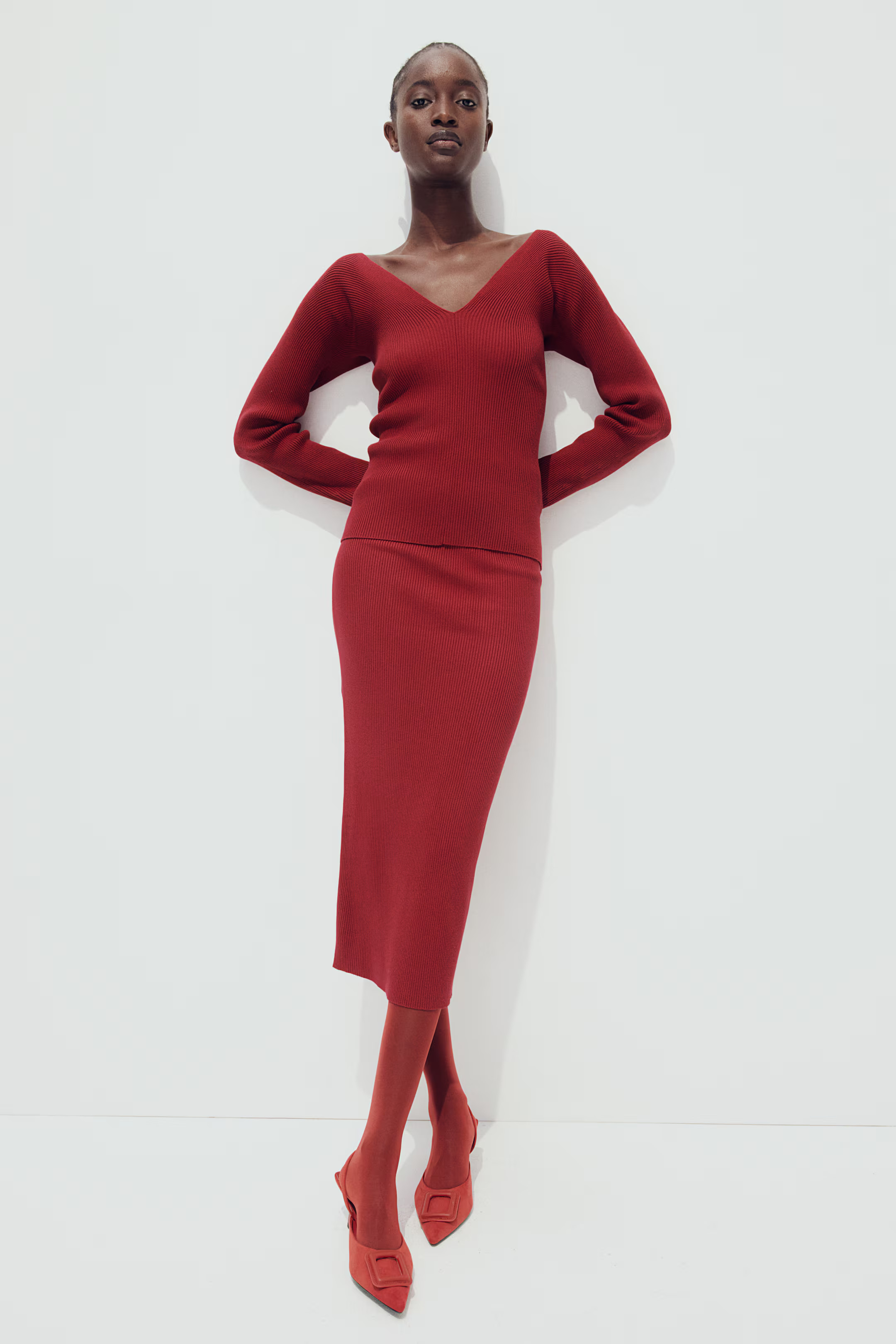 Rib-Knit V-neck Top | H&M (US + CA)