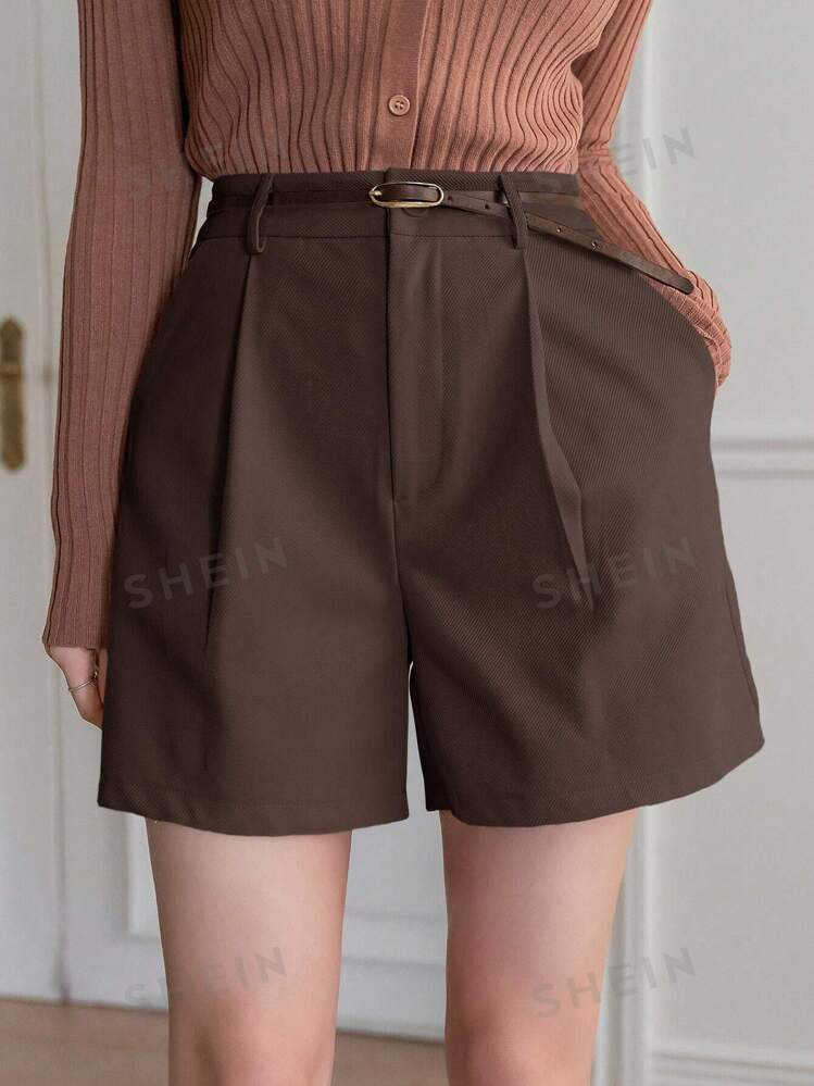 DAZY Damen Shorts mit hoher Taille, gerade, mit Taschen und Raffung | SHEIN