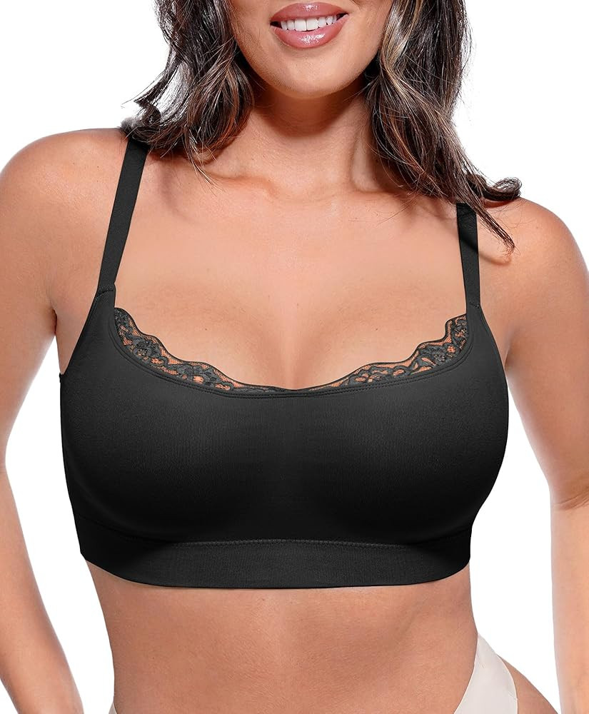 FeelinGirl Bras for Women No Underwire Lace Bralettes Wireless Full Coverage Seamless Bra Comfort... | Amazon (US)