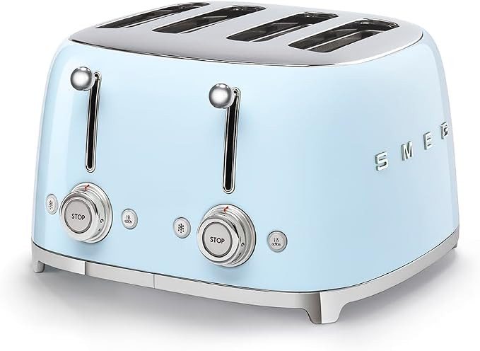 SMEG 4 Slice Toaster TSF03, Retro Stainless-Steel Toaster with Wide Slots for Bagels, 6 Browning ... | Amazon (US)