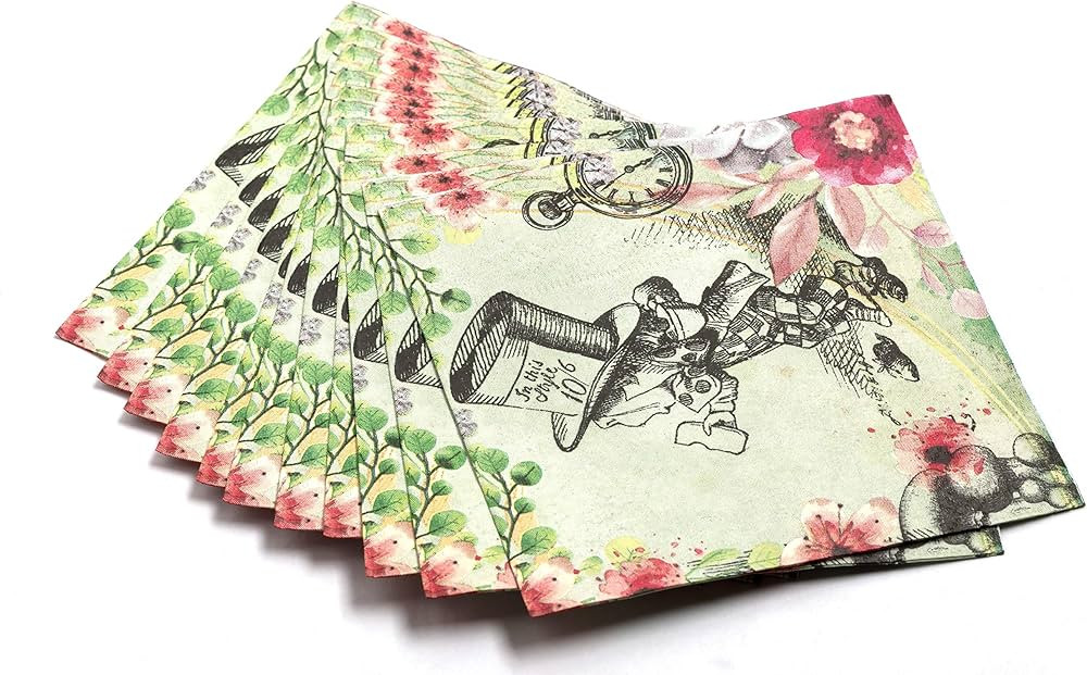 Alice in Wonderland Party Supplies - Huge 40 Napkins Pack - Vintage Floral Design - Perfect for M... | Amazon (UK)