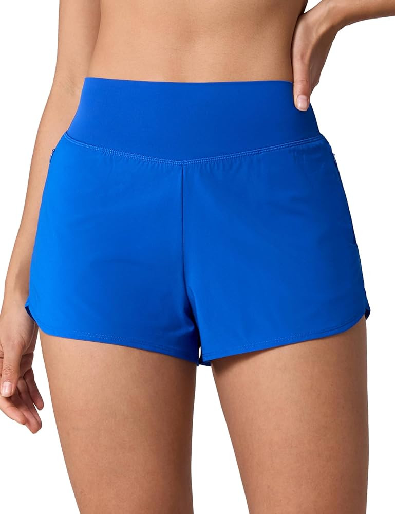 High Waisted Athletic Shorts for Women 2.5'' Workout Gym Track with Liner Zip Pockets Quick Dry R... | Amazon (US)
