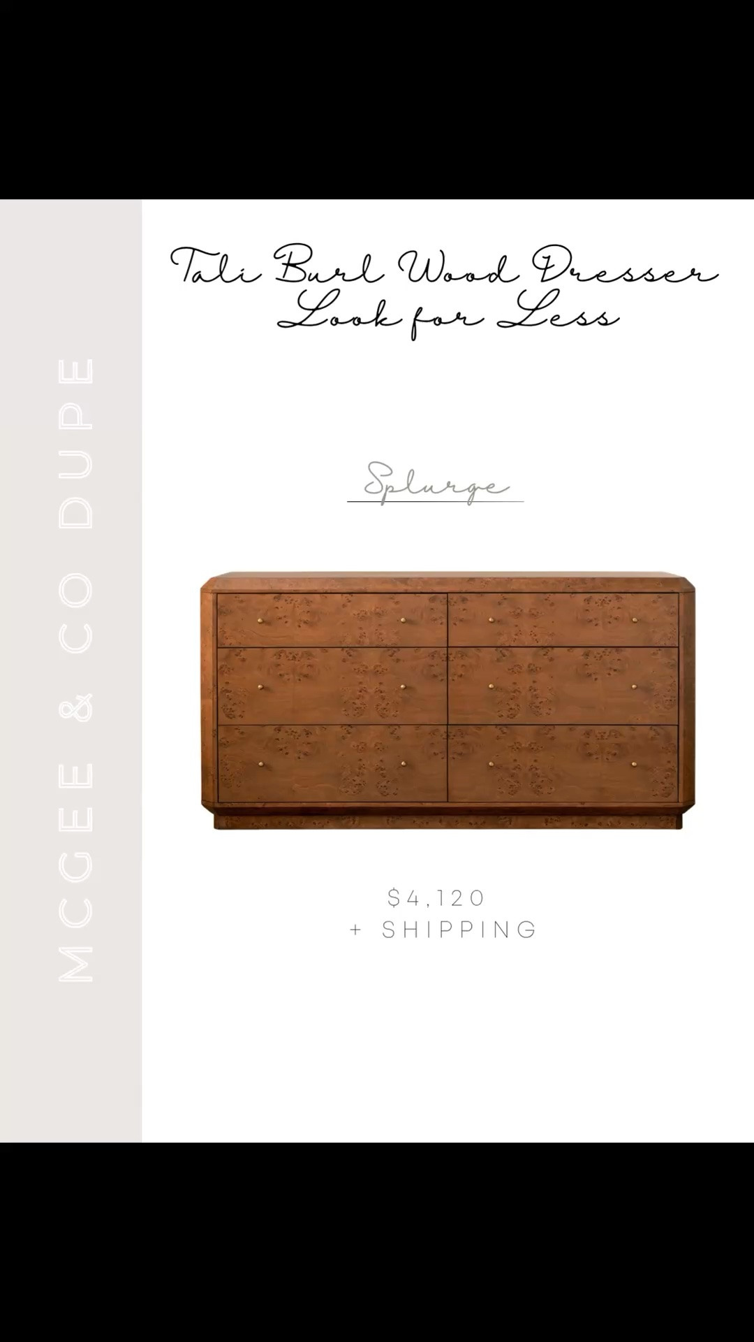 If you love the look of the McGee & Co Tali burl wood dresser but not the price tag, these are the best look-for-less options I’ve found. Same stunning warm honey burl wood grain, beautiful rounded corners and delicate brass hardware, just way more budget friendly 🤍 Burl wood is having such a moment right now and these dupes are so good. Linking my favorites here so you can easily compare.

#LTKHome #LTKSaleAlert