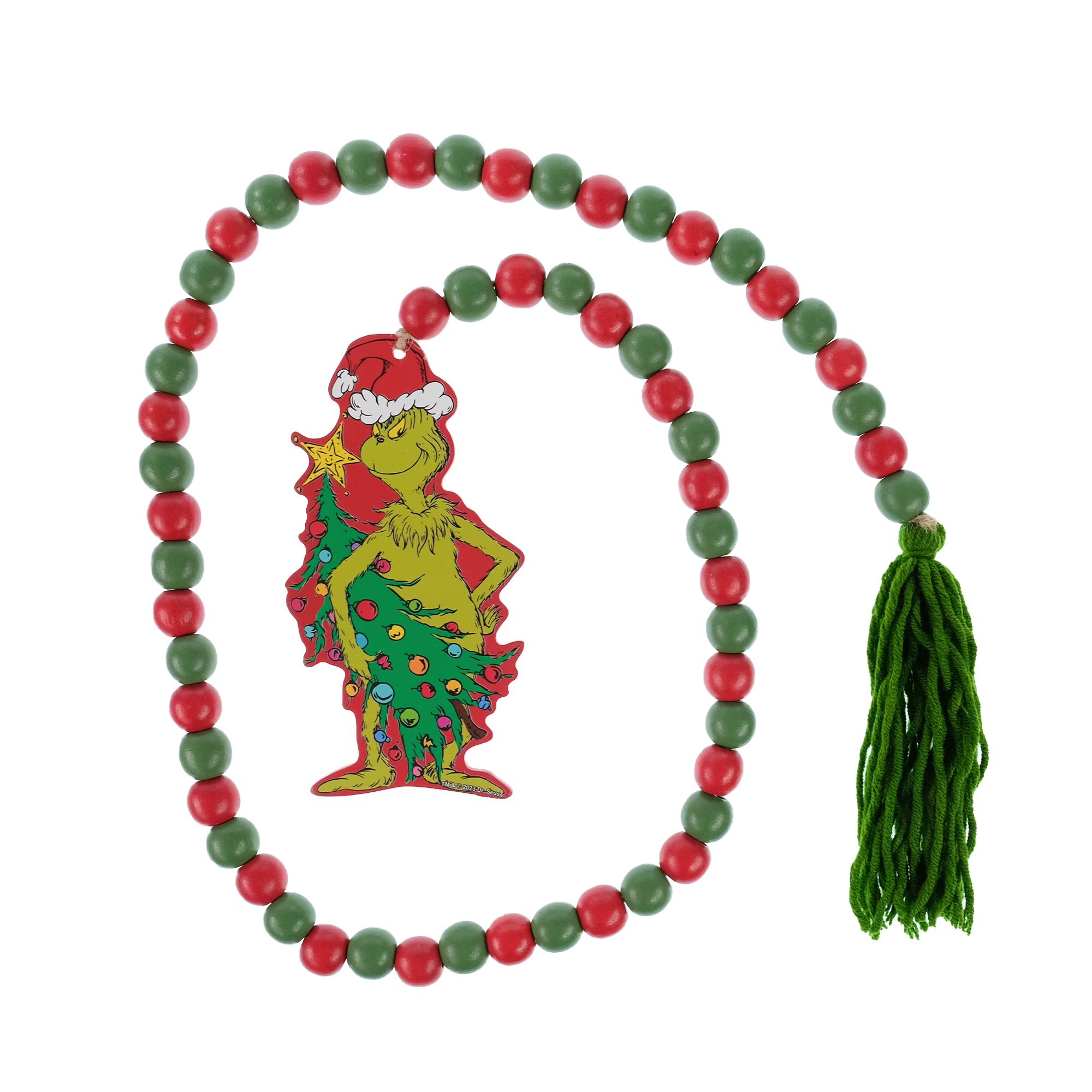 "The Grinch Who Stole Christmas" Wood Bead Garland Holiday Decoration, 41" Long, Red, 5.5" H Grin... | Walmart (US)