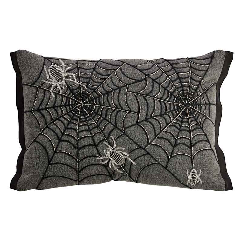 Grey Spider Web Throw Pillow, 14x20 | At Home
