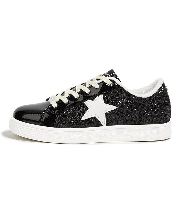 LUCKY STEP Fashion Star Glitter Sneakers | Sparkly Bling Shiny Bedazzled Wedding Bridal Shoes for... | Amazon (US)