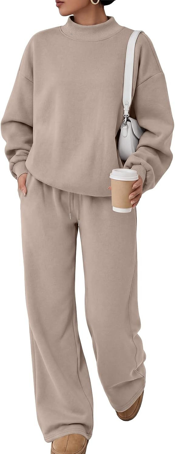Trendy Queen Women's Mock Neck 2 Piece Sweat Sets Sweatsuits Fall Outfits | Amazon (US)