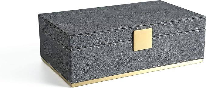 Faux Dark Grey Shagreen Leather Dresser Organizer,Night Stand Organizer, Storage Box,Jewelry Box ... | Amazon (US)