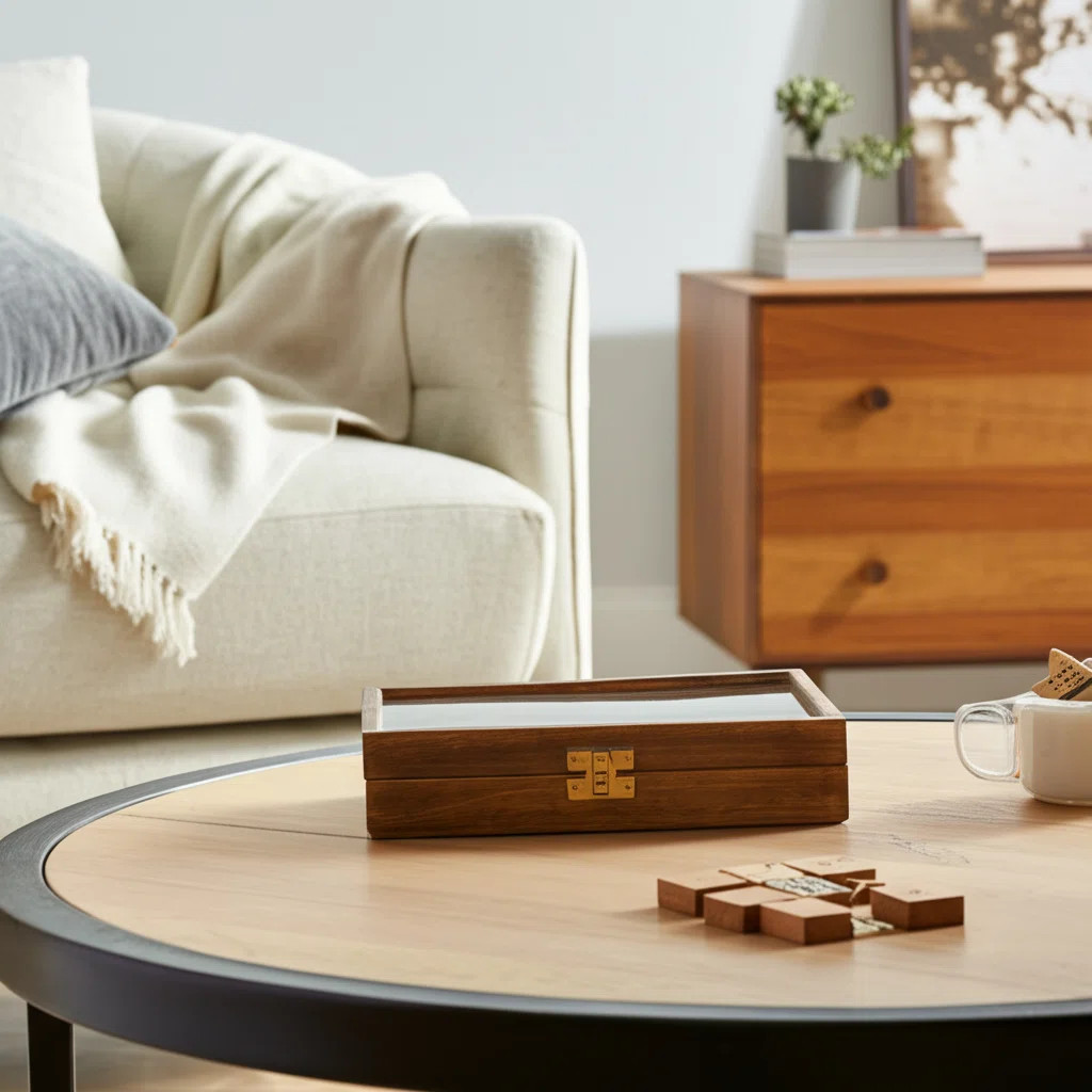 Classic Games 3-in-1 Decorative Tabletop Game Set - Coffee Table & Living Room Décor -9", Brown | Wayfair North America