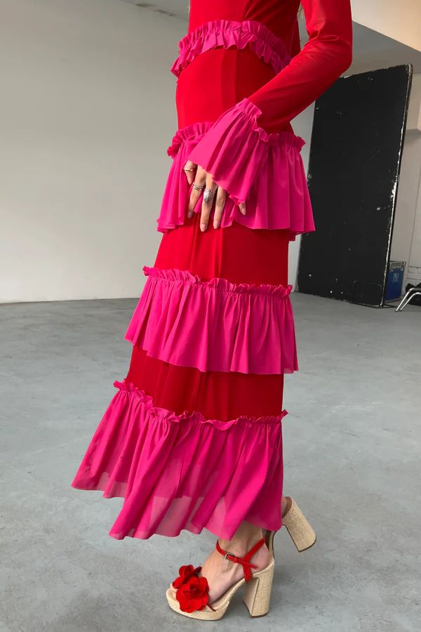 Red Kaitlyn Mesh Dress | Never Fully Dressed (UK & IE)