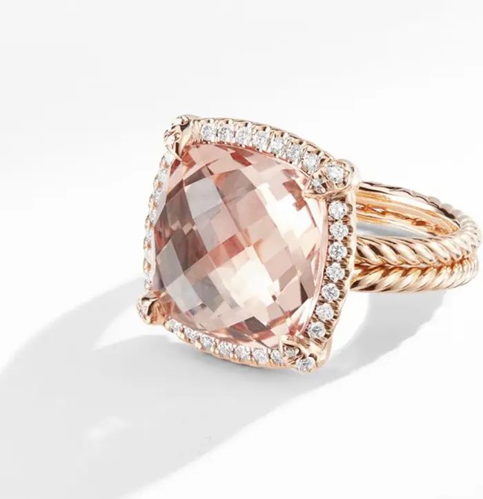 Chatelaine Pavé Bezel Ring in 18K Rose Gold with Morganite | Nordstrom