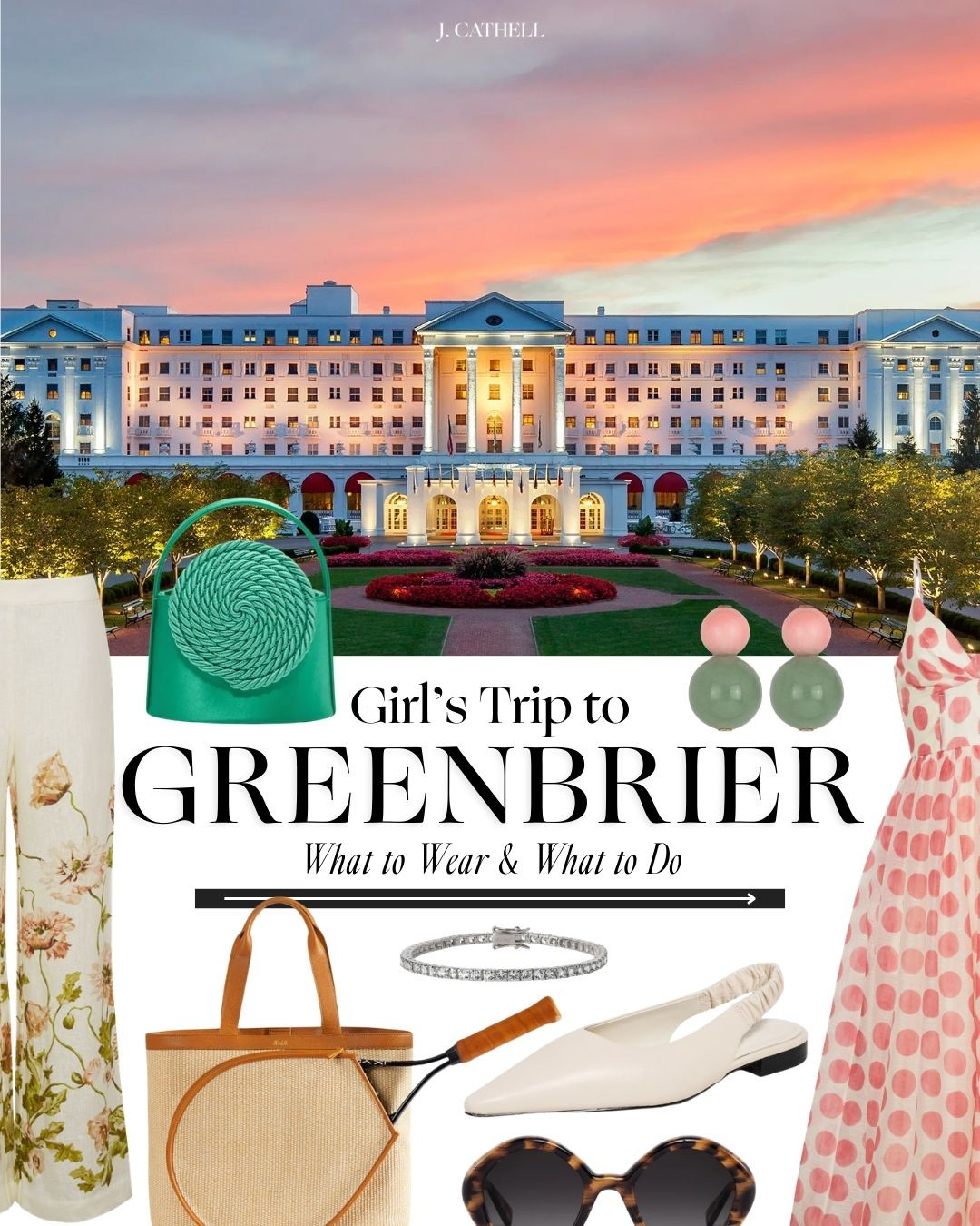 Girls’ Weekend at The Greenbrier 💚✨
From dinner at Prime 44 West to cocktails and mahjong in the Colonial Lounge, this edit covers every moment of a perfectly planned getaway. I’m sharing polished looks for golf, tennis, swim, and even equestrian activities—plus chic evening outfits that feel right at home at this iconic resort.

Save this for your next girls’ trip and tap to shop every look for a stylish stay at The Greenbrier. 💚

#LTKStyle #GirlsWeekend #TheGreenbrier #ResortStyle #TravelStyle #PreppyChic #WhatToWear #LTKFinds 

 

#LTKTravel #LTKootd #LTKOver40 #LTKTravel