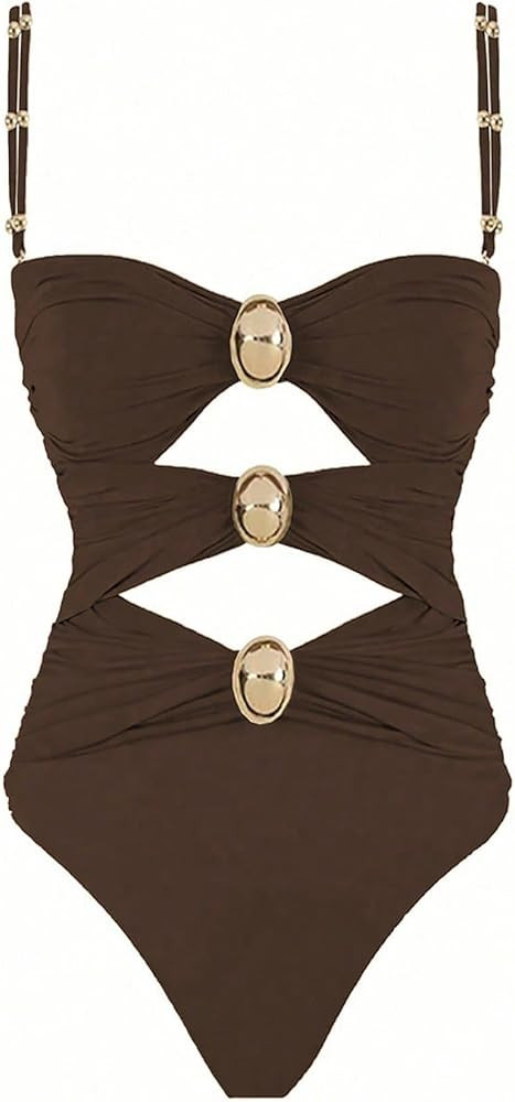 QJQ Women's One Piece Swimsuit Tummy Control Cut Out Color Block Adjustable Straps Slimming Bathi... | Amazon (US)