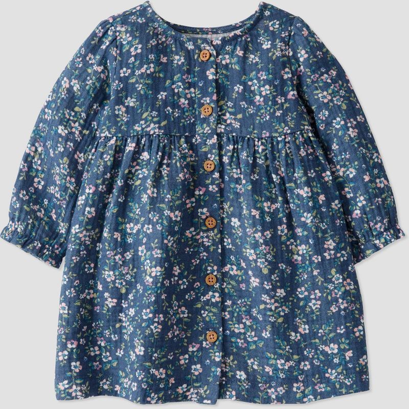 Baby Organic Cotton Gauze Floral Dress - little planet by carter's Blue | Target