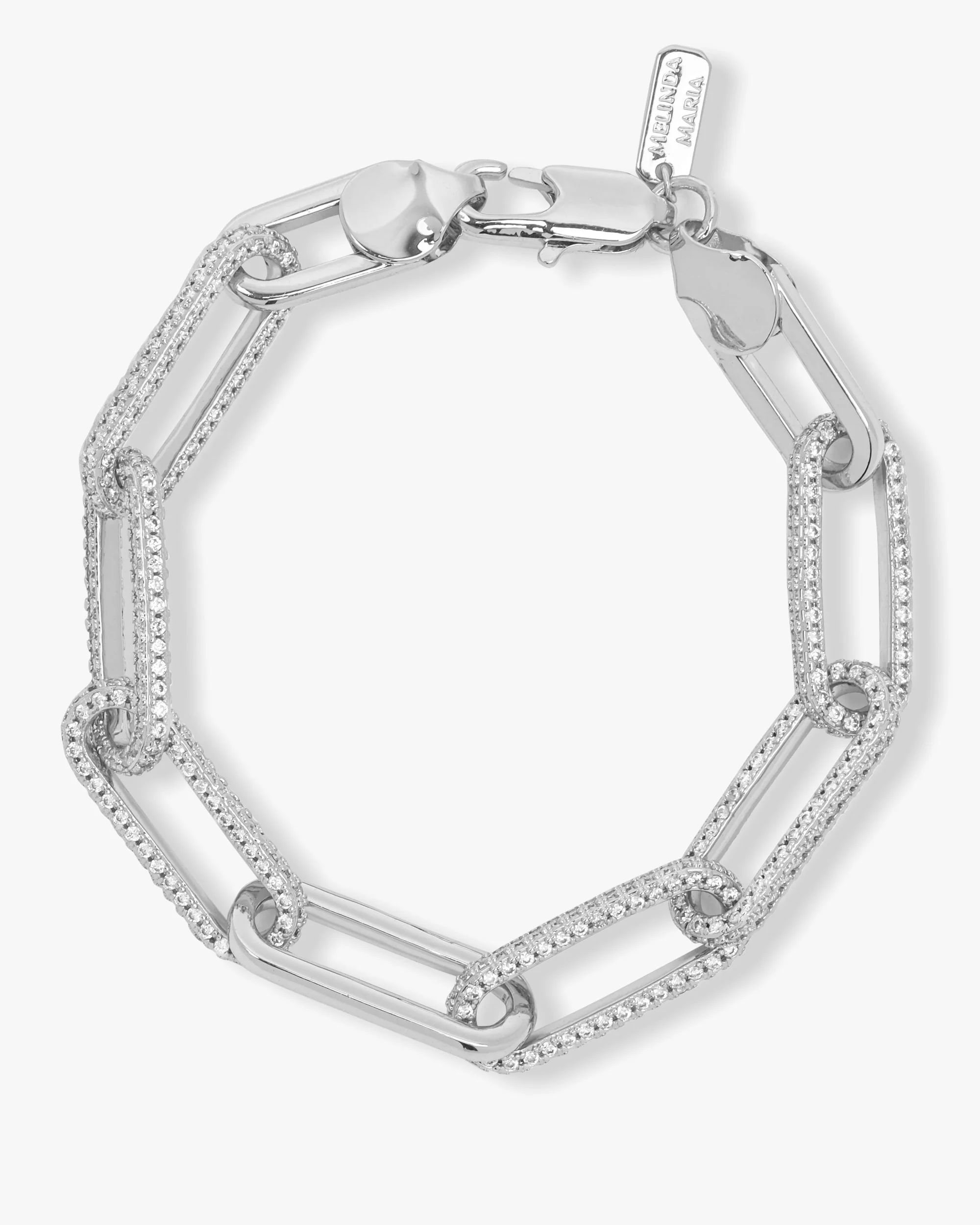 Carrie Pavè Chain Link Bracelet - Silver|White Diamondettes | Melinda Maria